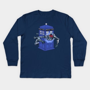 Two Time Machines: The TARDIS and the Terminator Kids Long Sleeve T-Shirt